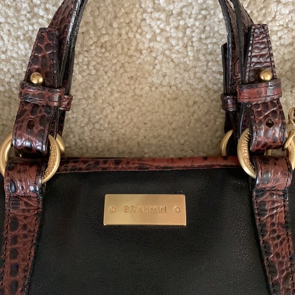 Brahmin Asher Satchel Tote Black Brown Crocodile Embossed Leather Purse - Picture 4 of 17